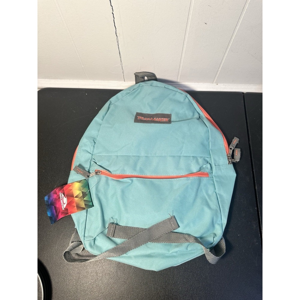 Trailmaker Classic Backpack Teal/Salmon Color Zip Adjustable New